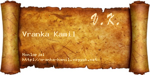 Vranka Kamil névjegykártya